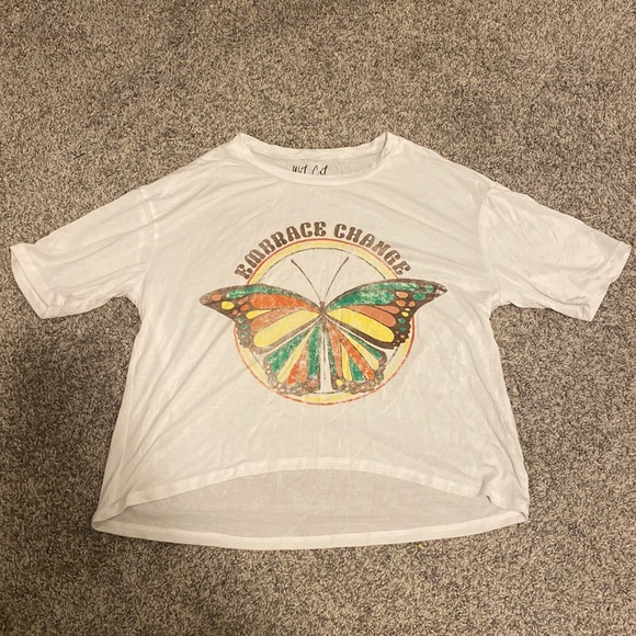 Wet Cat “Embrace Change” butterfly asymmetrical crop top - Picture 1 of 1